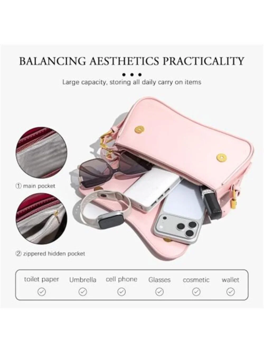 Women's Hobo Shoulder Bag | Cherry Charm Crossbody Purse | Cute Retro Handbag